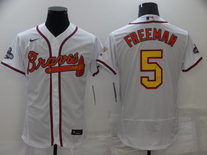 2021 Men Atlanta Braves #5 Freeman white game MLB Jersey